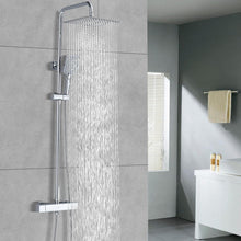 Chrom Duschsystem Square mit Thermostat & Regenduschkopf