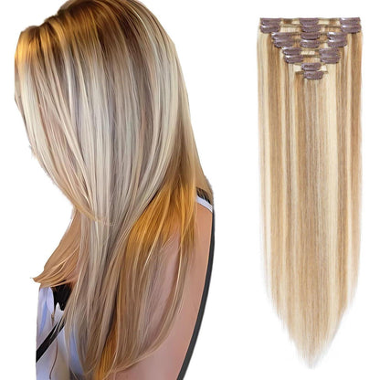 Echthaar Clip ins Blond 45cm - 8 Stück #12/613