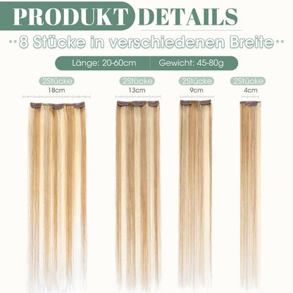 Echthaar Clip ins Blond 45cm - 8 Stück #12/613