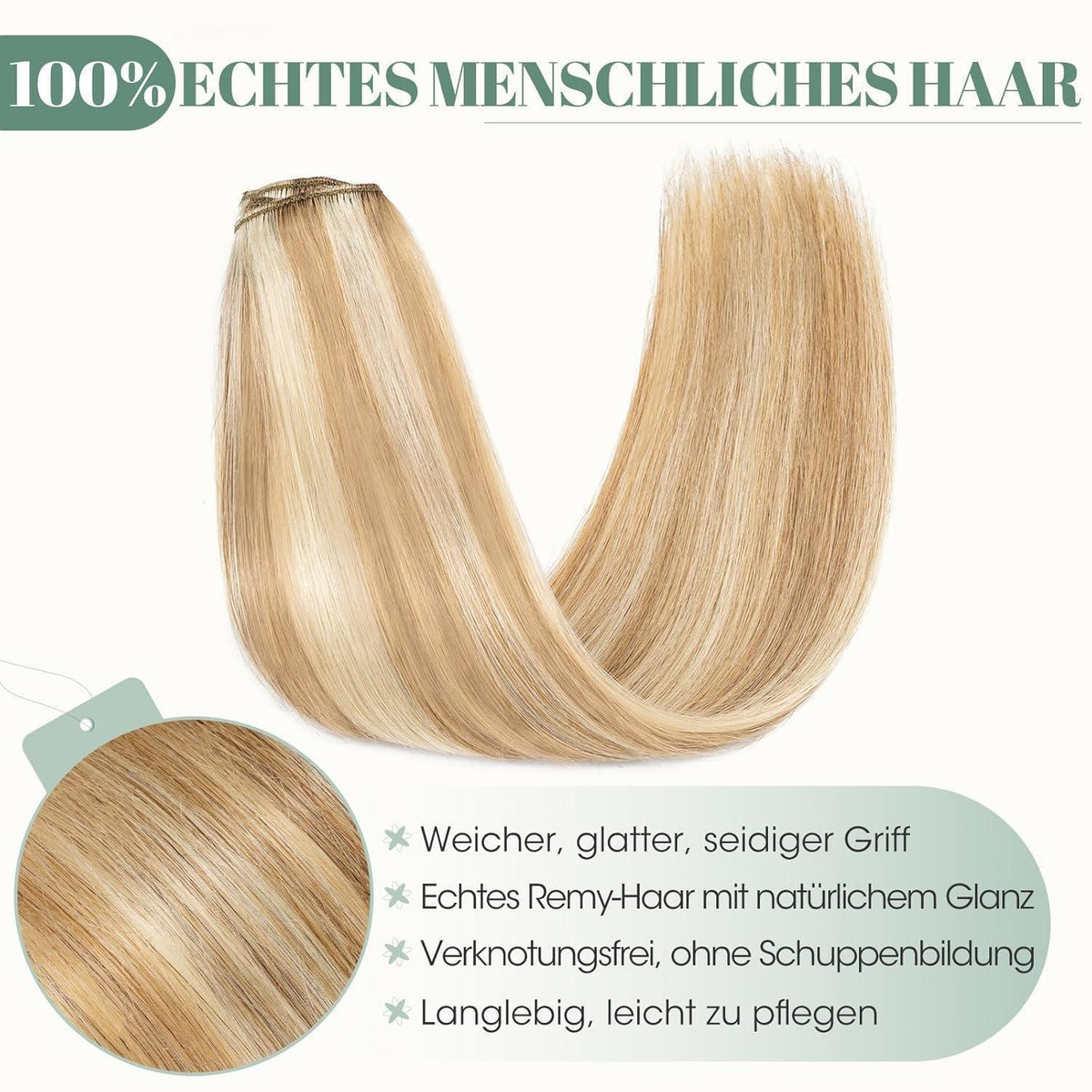 Echthaar Clip ins Blond 45cm - 8 Stück #12/613