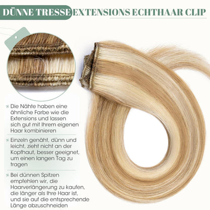 Echthaar Clip ins Blond 45cm - 8 Stück #12/613