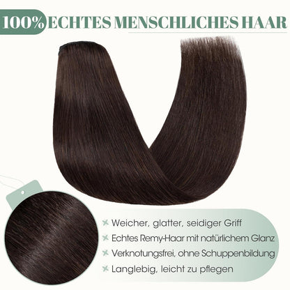 Echthaar Clip ins Haarverlängerung Dunkelbraun 50cm - 8 Stück