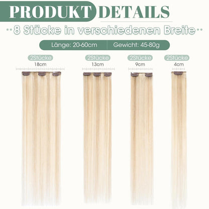Echthaar Clip ins Extensions #18/613 Blond 45cm - 8 Stück
