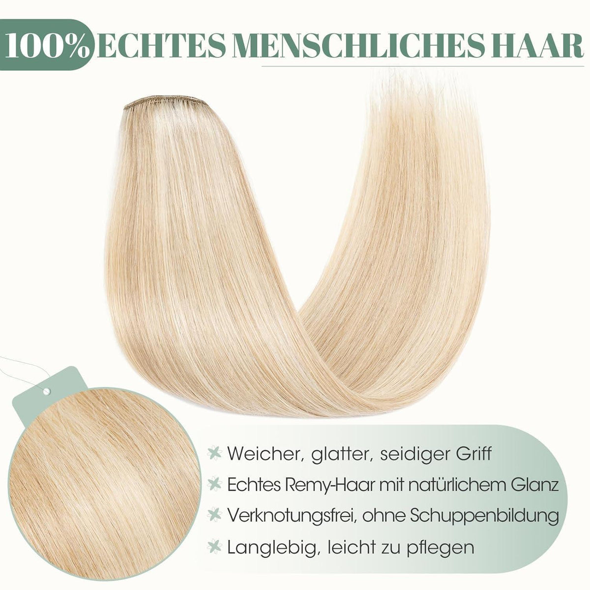Echthaar Clip ins Extensions #18/613 Blond 45cm - 8 Stück