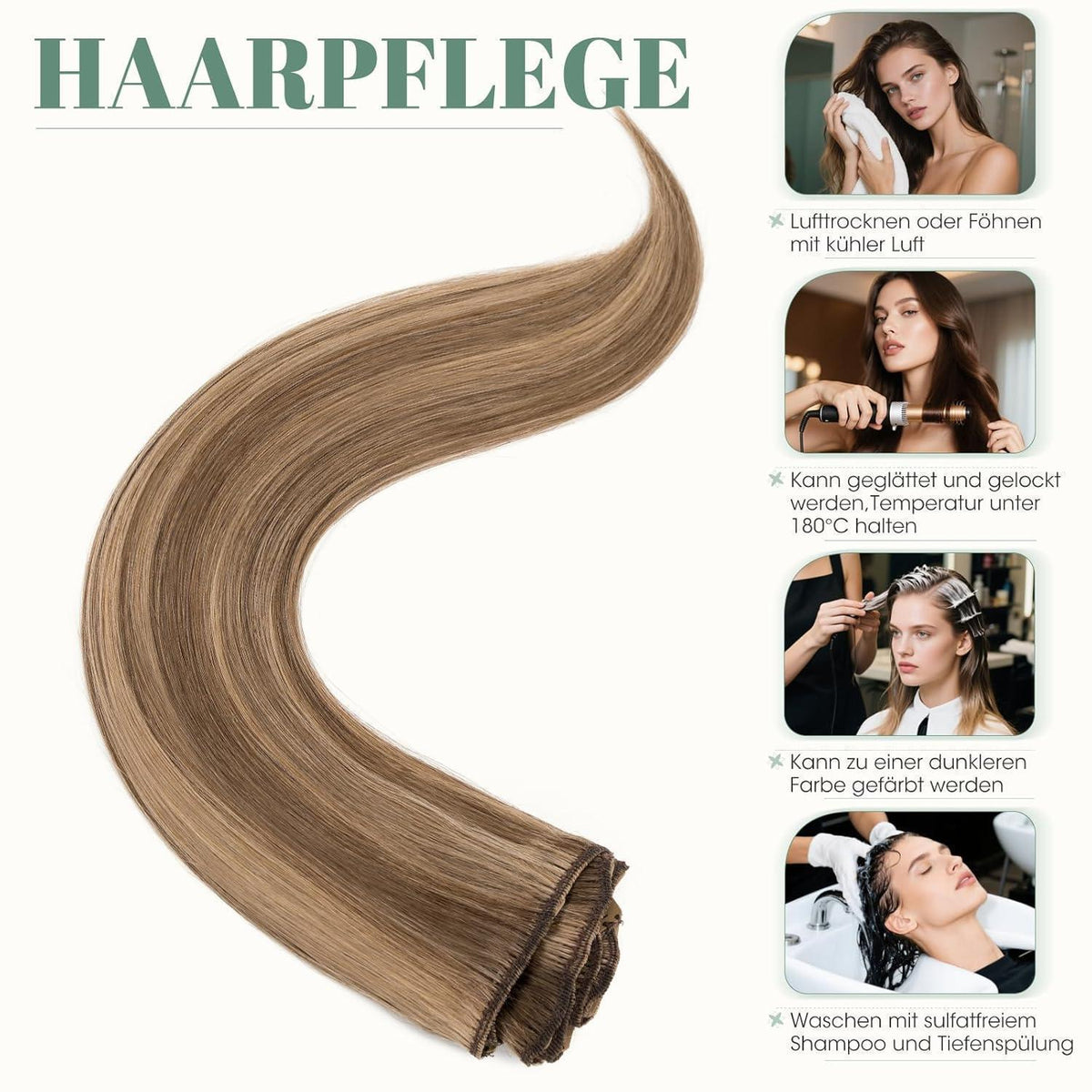 Clip in Echthaar Extensions 50cm #4/27 Blond