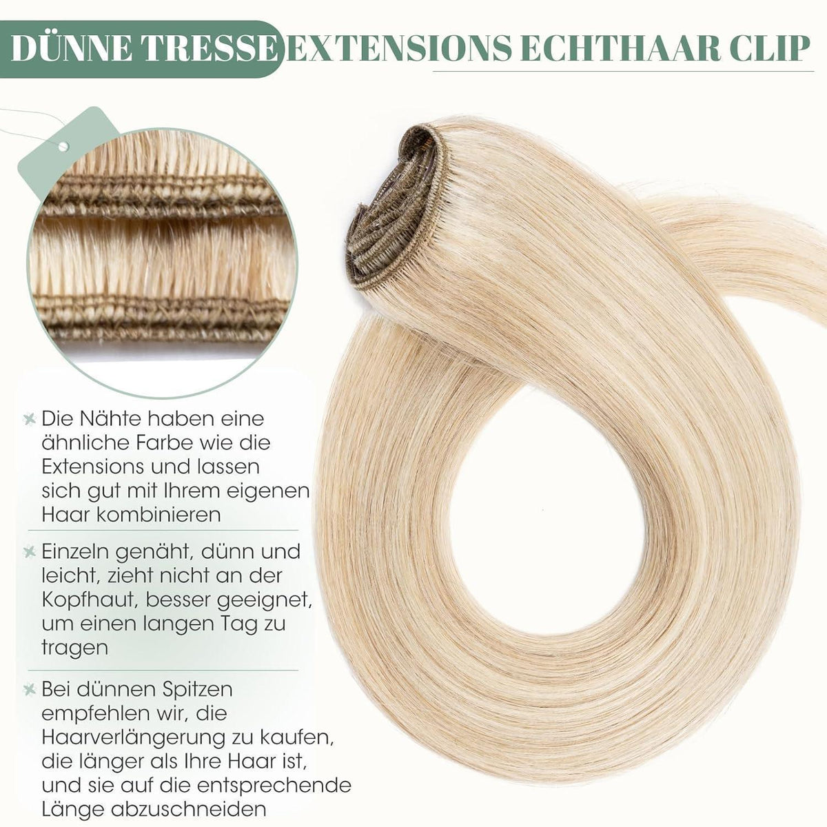 Echthaar Clip ins Extensions #18/613 Blond 60cm - 8 Stück