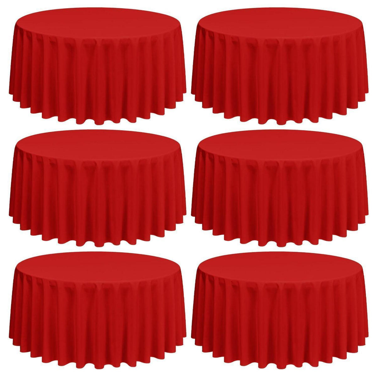 6x Runde Tischdecke Rot, 228 cm – Waschbar & Wiederverwendbar