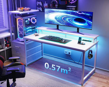 Gaming Tisch LED-Beleuchtung Steckdose Schubladen