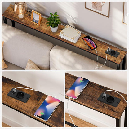 HOOBRO Konsolentisch mit Steckdosenleiste USB schmaler