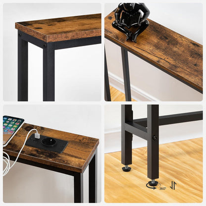 HOOBRO Konsolentisch mit Steckdosenleiste USB schmaler