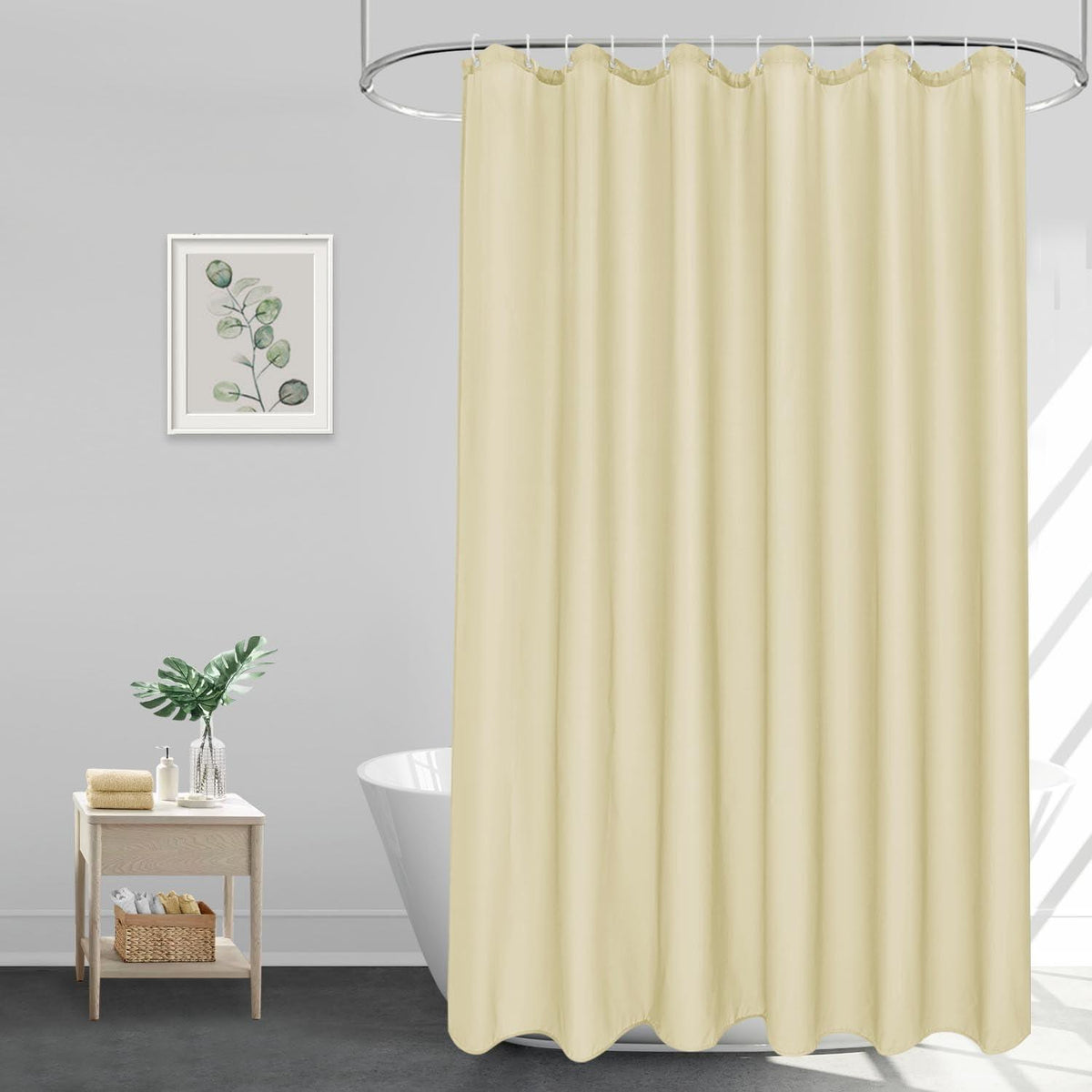 Duschvorhang Beige 180x180cm Anti-Schimmel, Wasserdicht, Textil