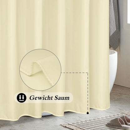 Duschvorhang Beige 180x180cm Anti-Schimmel, Wasserdicht, Textil