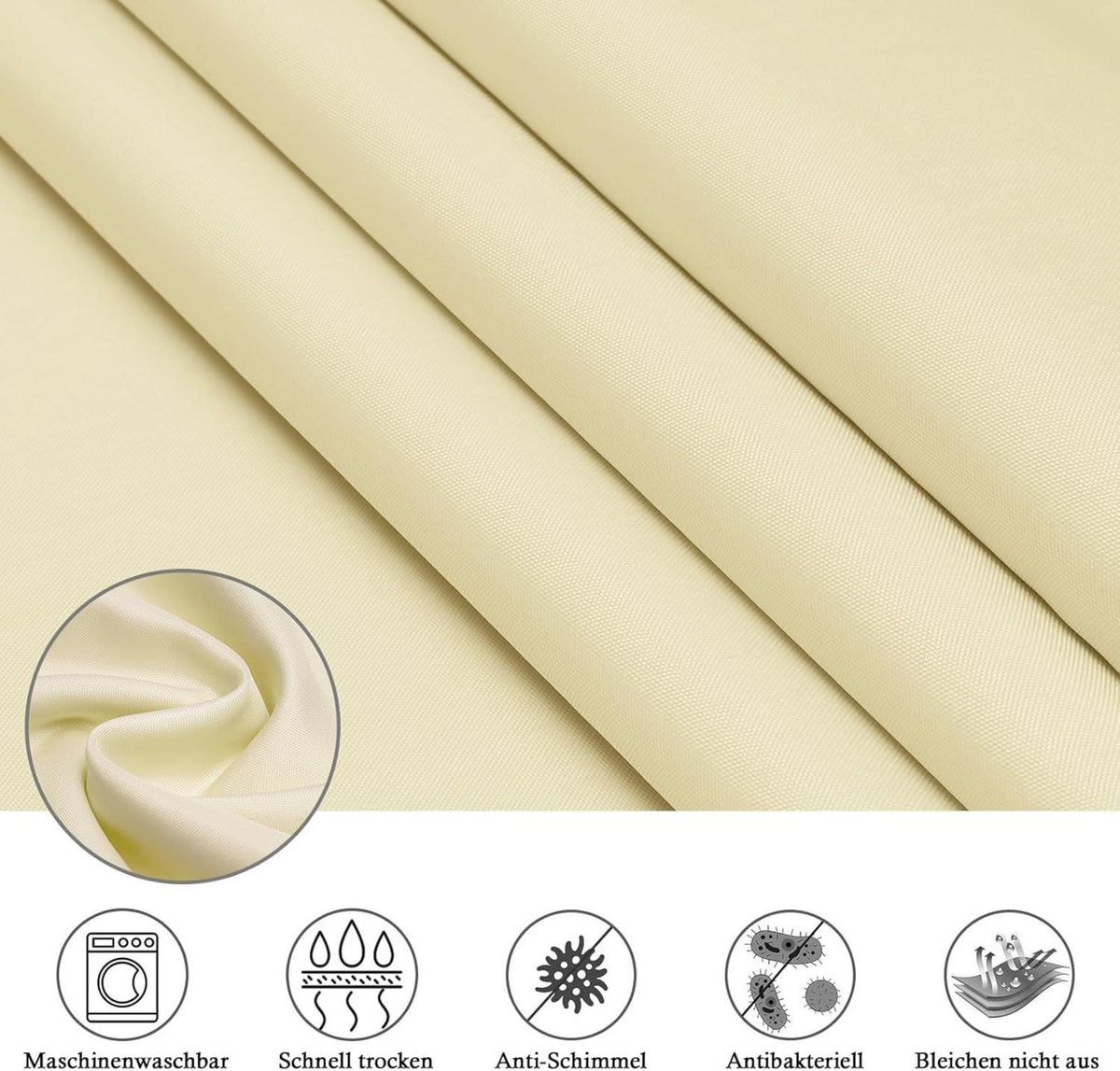 Duschvorhang 180x180 cm Beige Wasserdicht Anti-Schimmel Textil Stoff
