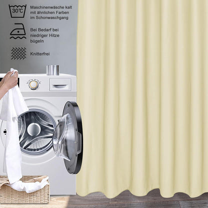 Duschvorhang 180x180 cm Beige Wasserdicht Anti-Schimmel Textil Stoff