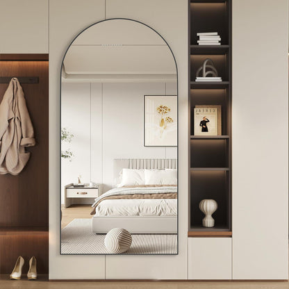 Gewölbter Ganzkörper Spiegel 180x80cm – Stehend, Hängend, Schwarz