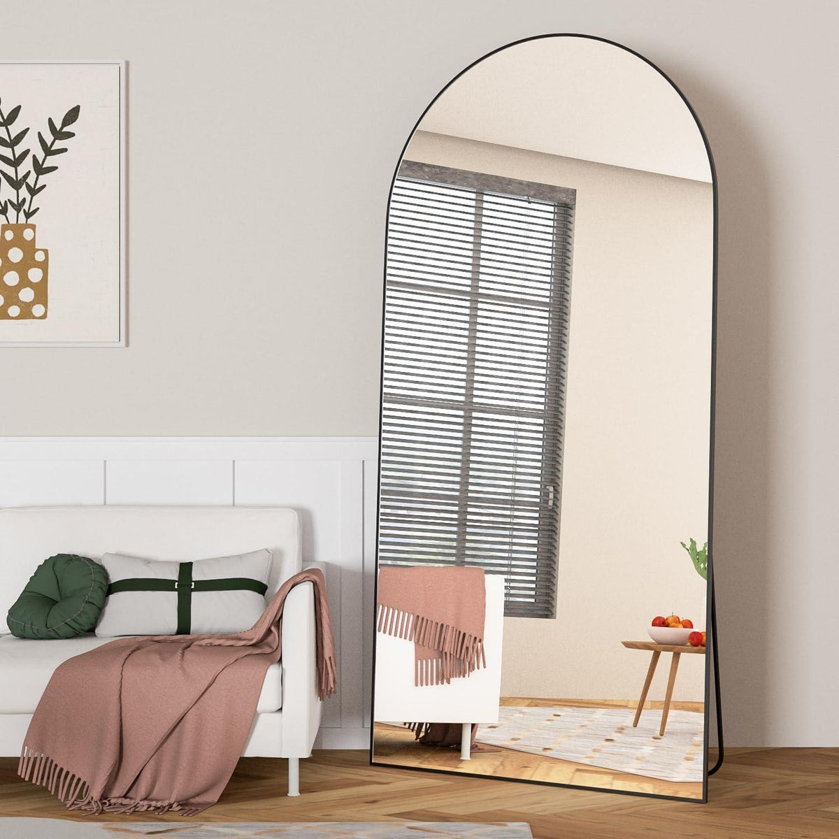 Gewölbter Ganzkörper Spiegel 180x80cm – Stehend, Hängend, Schwarz