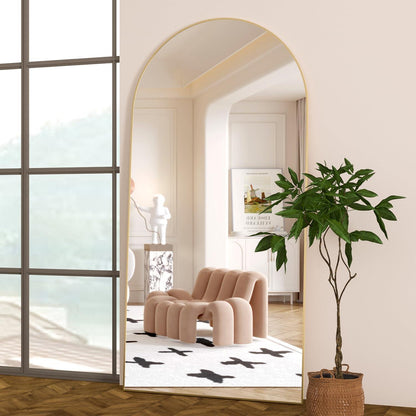 Gewölbter Ganzkörper Spiegel 180x80cm Gold – Stehend & Wandmontage