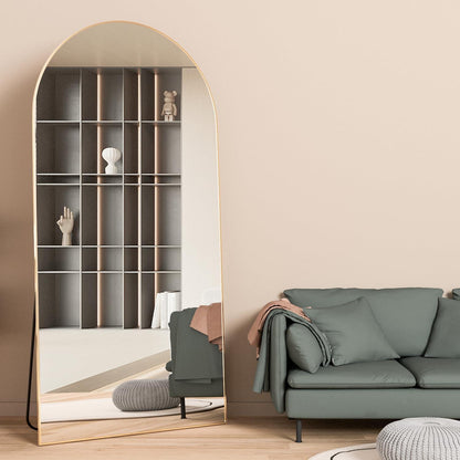 Gewölbter Ganzkörper Spiegel 180x80cm Gold – Stehend & Wandmontage