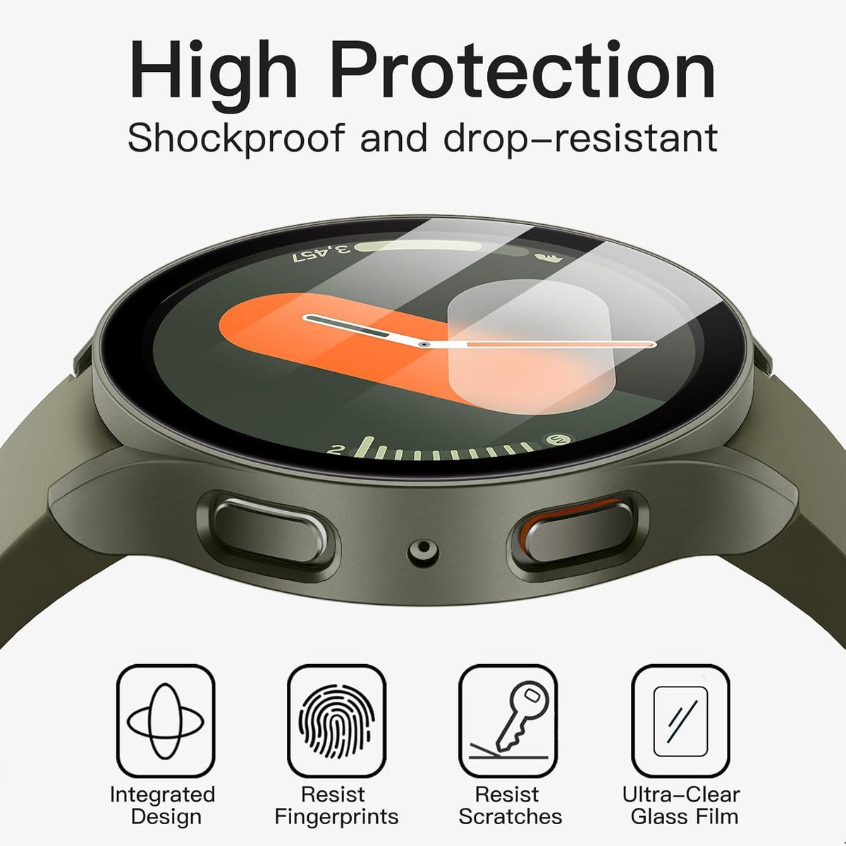 Schutzhülle Samsung Galaxy Watch 7 40mm Gehärtetes Glas Grün 2er Pack