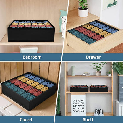 Aufbewahrungsboxen 24 Zellen Schubladen Organizer 2 Stück Schwarz