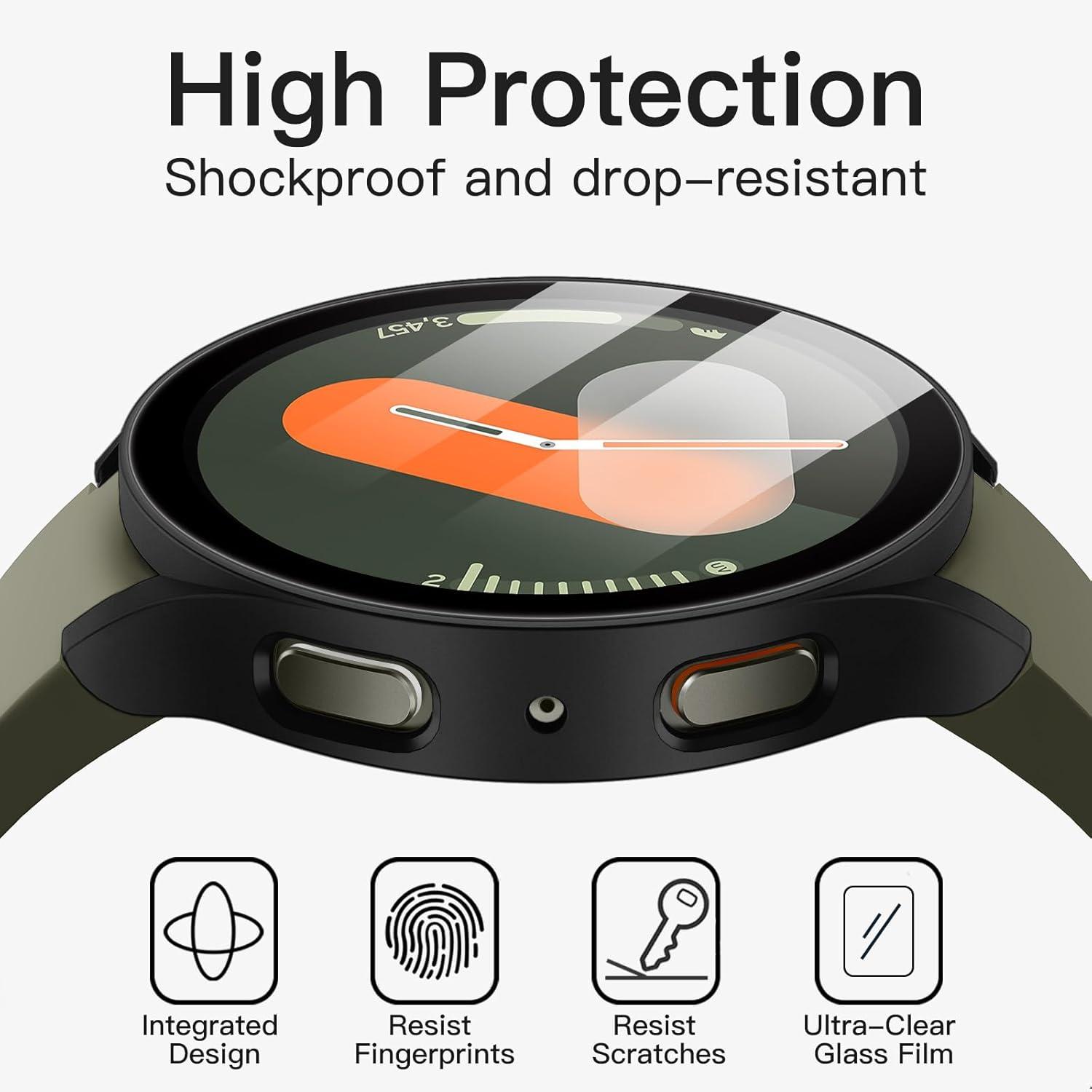 Schutzhülle mit Schutzfolie für Samsung Galaxy Watch 7 40mm Schwarz
