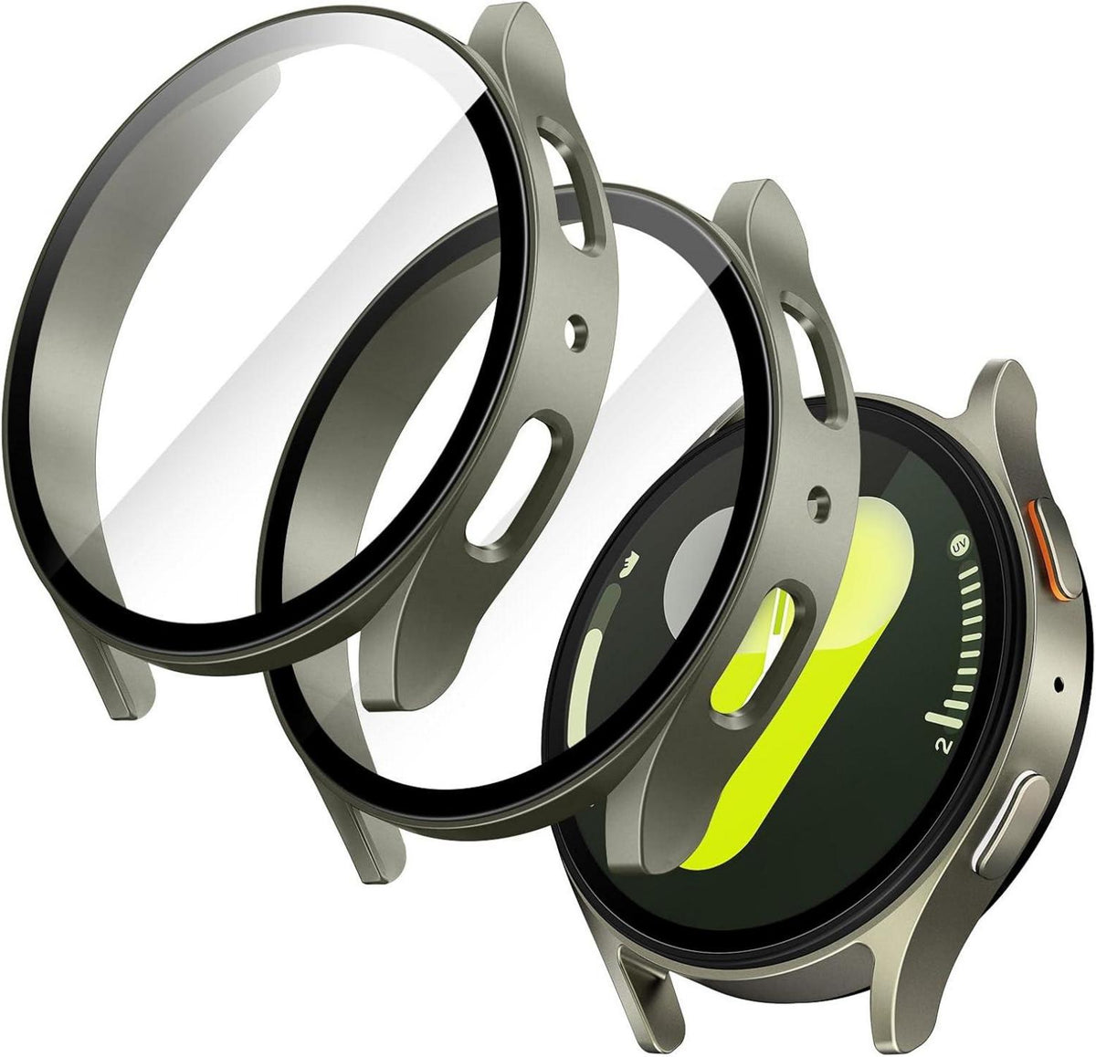 Schutzhülle mit Schutzfolie für Samsung Galaxy Watch 7 44mm, 2er Set