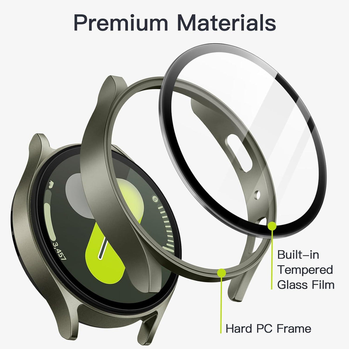 Schutzhülle mit Schutzfolie für Samsung Galaxy Watch 7 44mm, 2er Set
