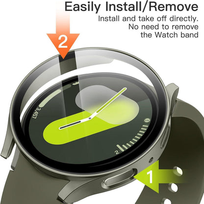 JETech Schutzhülle mit Schutzfolie für Samsung Galaxy Watch 7 44mm, 2 Stück - Grün