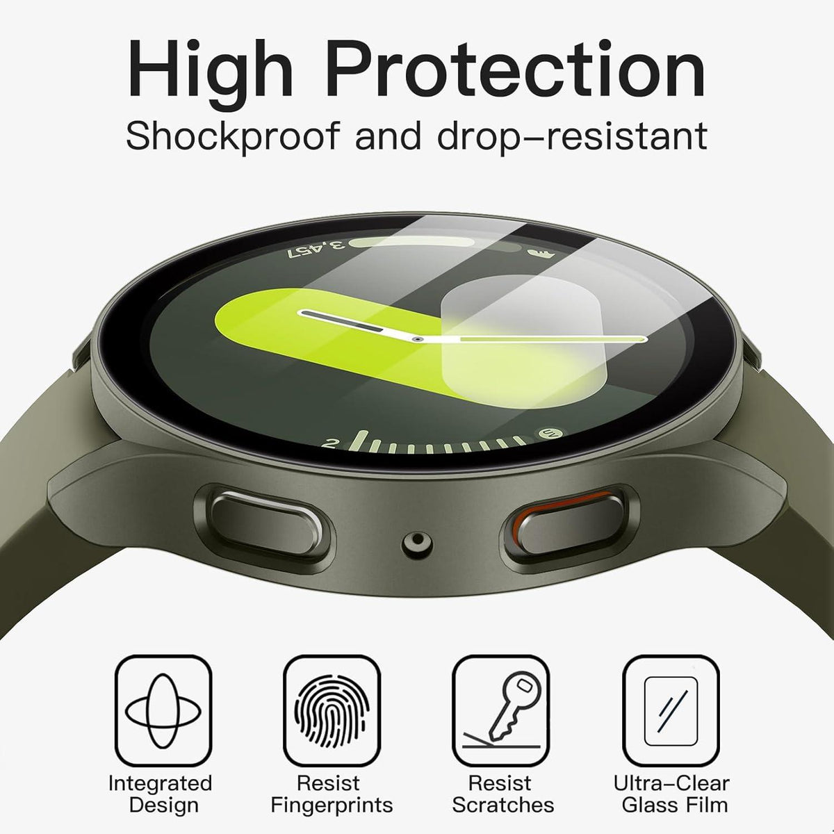 Schutzhülle Samsung Galaxy Watch 7 44mm mit Displayschutz Grün 2er Pack