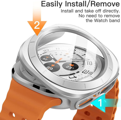 JETech Samsung Galaxy Watch Ultra 47mm Hülle Schutzfolie 2 Stück Silber