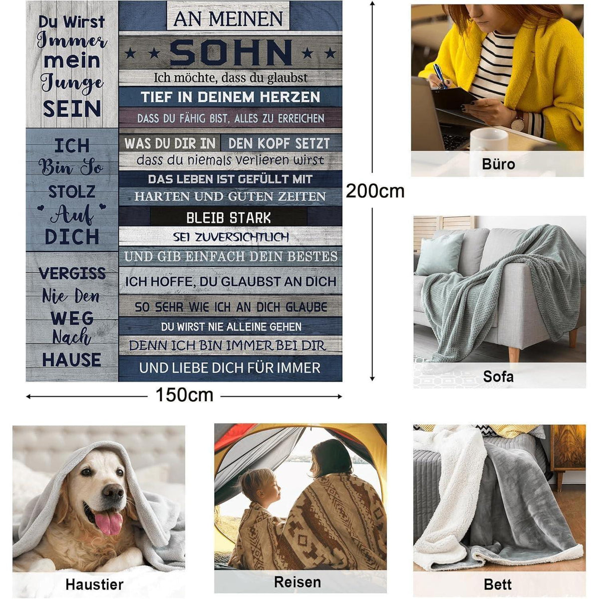 Flaneldecke für Sohn – Geschenk zum 18. Geburtstag, Abschluss, Mutmacher