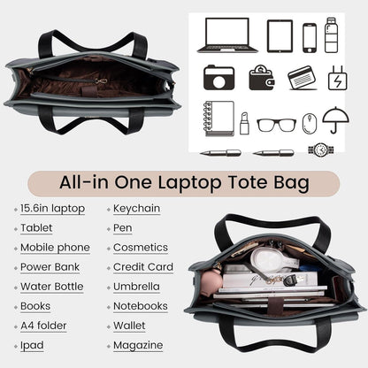Große 15,6 Zoll Laptop Handtasche Damen PU Leder