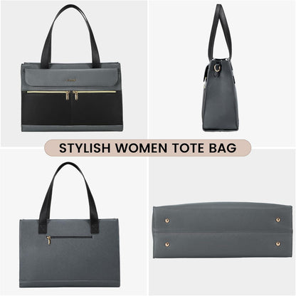 LOVEVOOK Laptop Handtasche Damen Groß 15,6 Zoll Elegant Grau