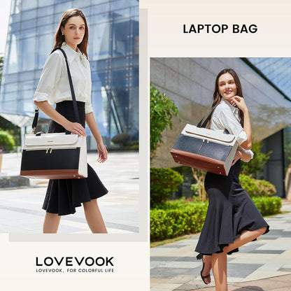 LOVEVOOK Laptoptasche 15,6 Zoll Damen PU Leder Handtasche