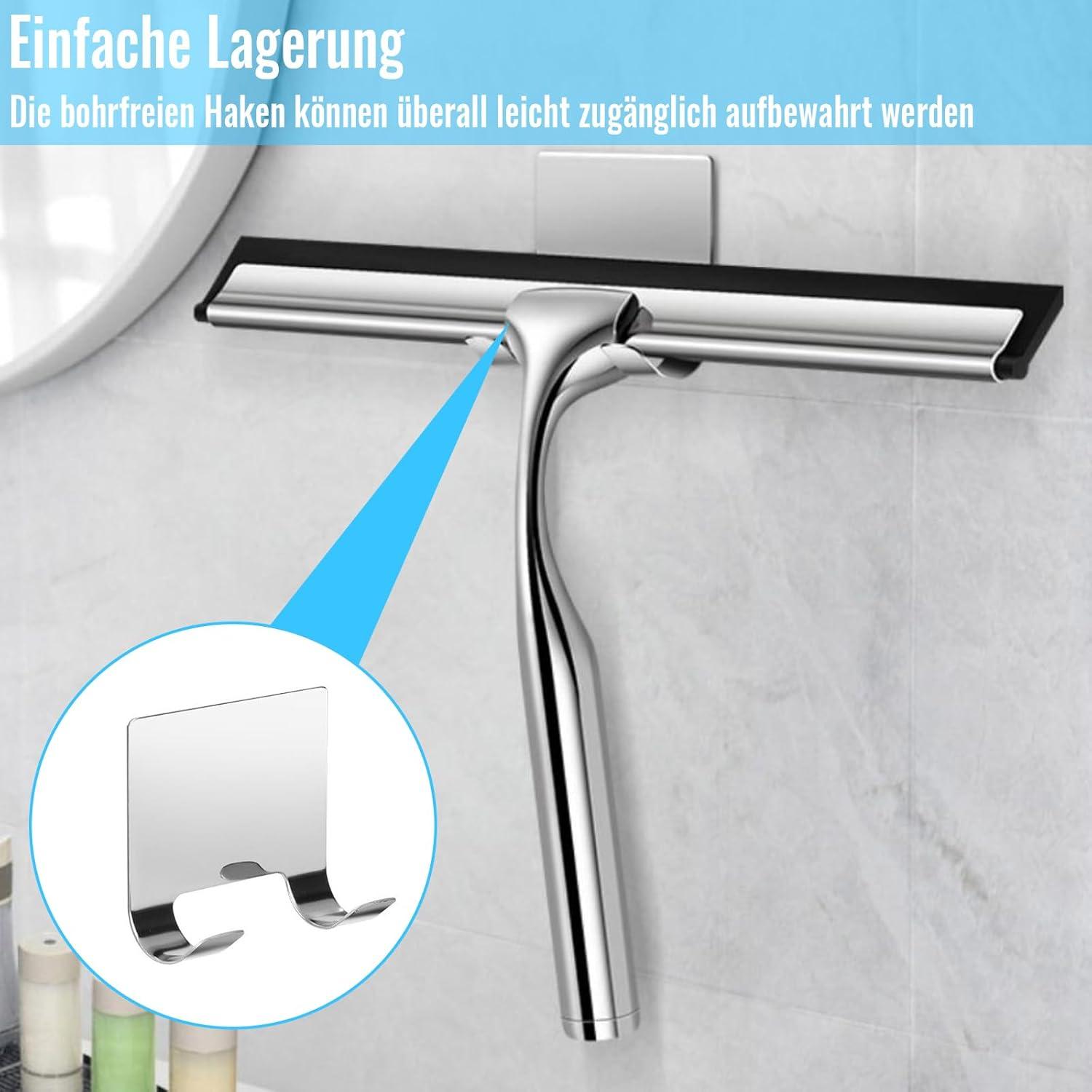 Duschabzieher 25CM Edelstahl Glaswischer mit Halterung 3