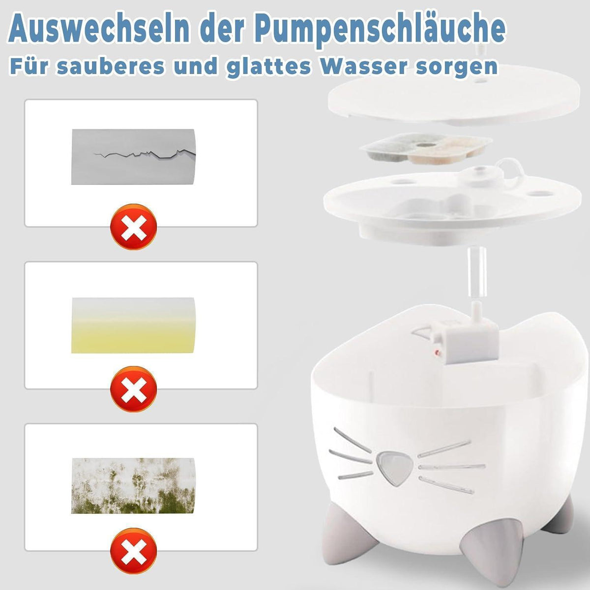18x Katzenbrunnen Filter für Catit Pixi | Ersatzfilter mit Schläuchen