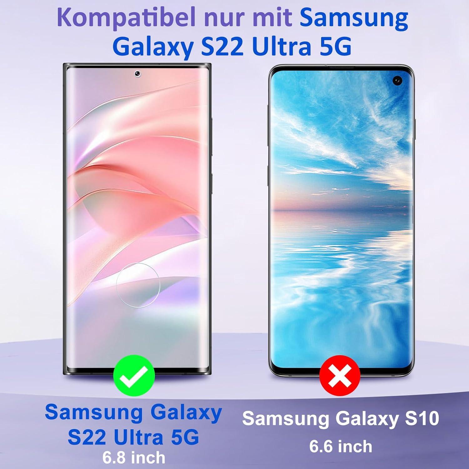 2 Stück Panzerglas Samsung Galaxy S22 Ultra 5G Schutzfolie