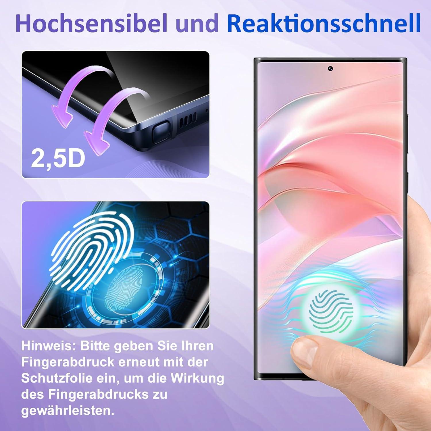 Panzerfolie für Samsung Galaxy S22 Ultra 5G, 2er Pack