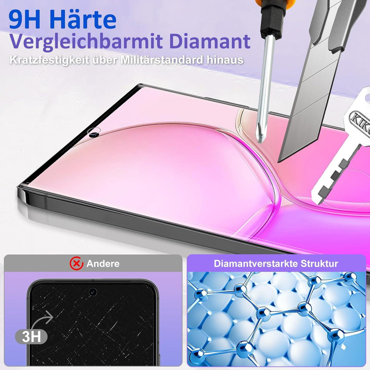 Panzerglas Samsung Galaxy S23 Ultra 5G Schutzfolie Kamera 9H Full Cover