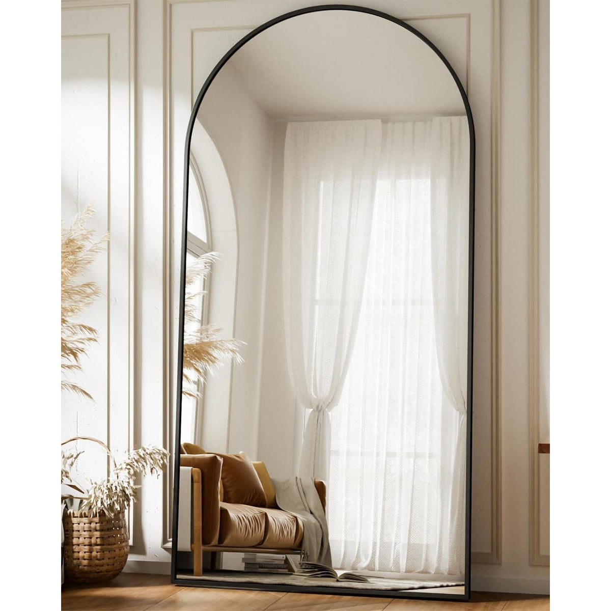 Gewölbter Ganzkörperspiegel 180x76 cm – Stand- & Wandspiegel Schwarz