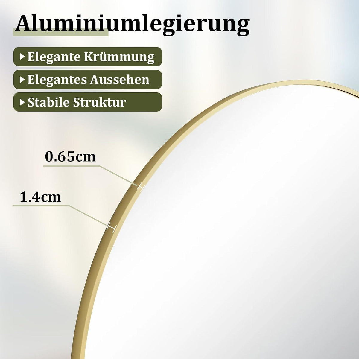 Großer Ganzkörperspiegel 180x67cm | Bogenförmig, Stehend & Hängend