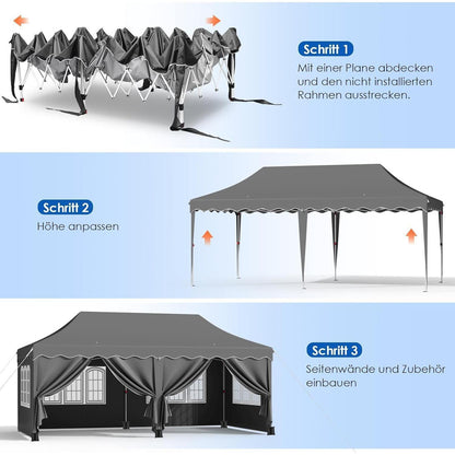 Faltpavillon 3x6m – Wasserdicht, Stabil & Mit 6 Seitenwänden