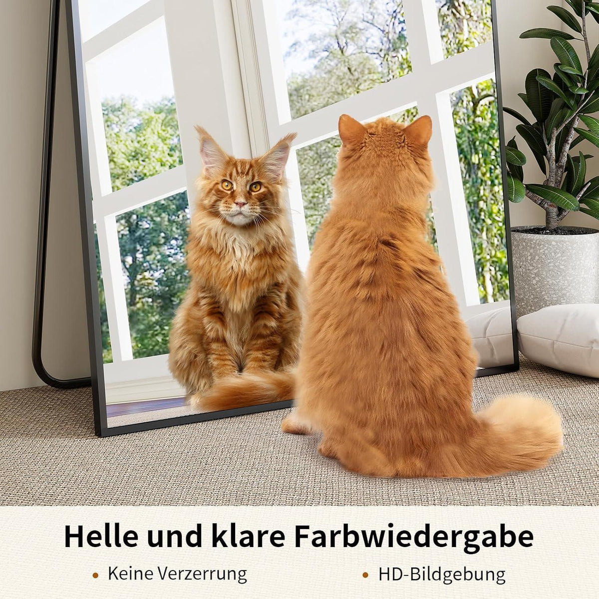 Großer Standspiegel 180x76 cm | HD Spiegel mit Ständer & Wandaufhängung