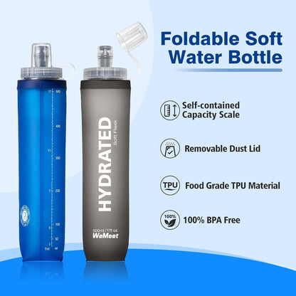 Faltbare Trinkflasche 500ml TPU Soft Flask BPA-frei Sportflasche Wandern Camping