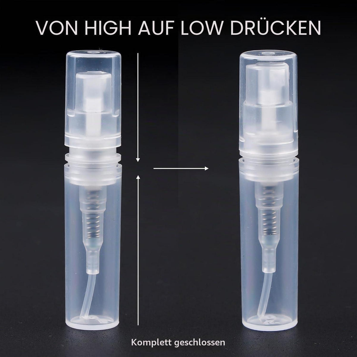 100x 2ml Mini Sprühflaschen leer, nachfüllbar, für Parfüm & Proben