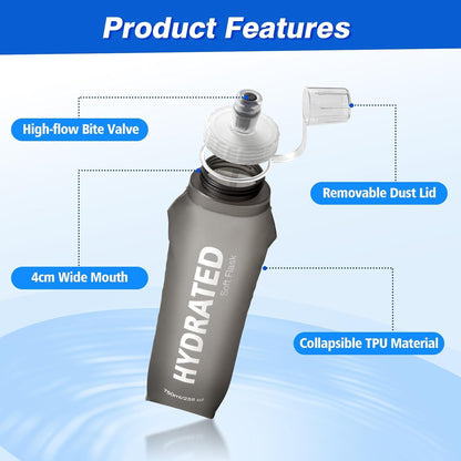 Wiederverwendbare Faltbare Soft Sportwasserflasche 750ml BPA-frei mit