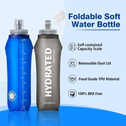 750ml Soft Sportwasserflasche Faltbar Trinkflasche BPA-frei Volumenskala Outdoor