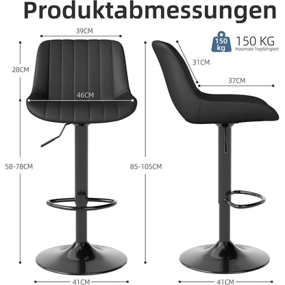 Drehbarer Barhocker mit Lehne, Höhenverstellbar & Komfortabel