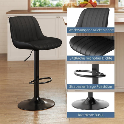 Drehbarer Barhocker mit Lehne, Höhenverstellbar & Komfortabel