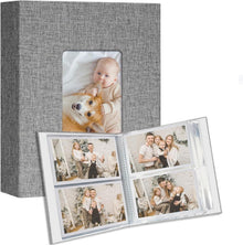 Fotoalbum 10x15 Leinen Cover Frontfenster Einsteckalbum 200 Fotos Grau